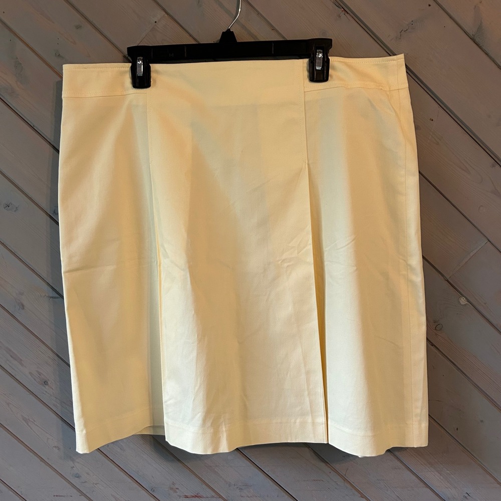 Talbots Woman Yellow Cotton Blend Pencil Skirt Side Zip Lined 14W NWT 50665327